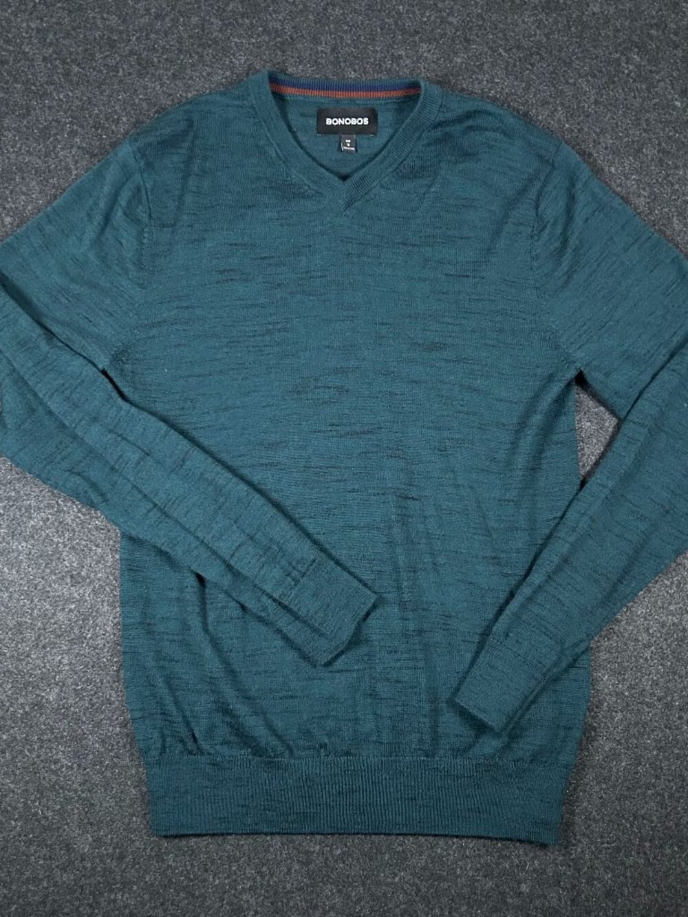 Bonobos Men's Teal Merino Wool Slim V-Neck Sweater Medium